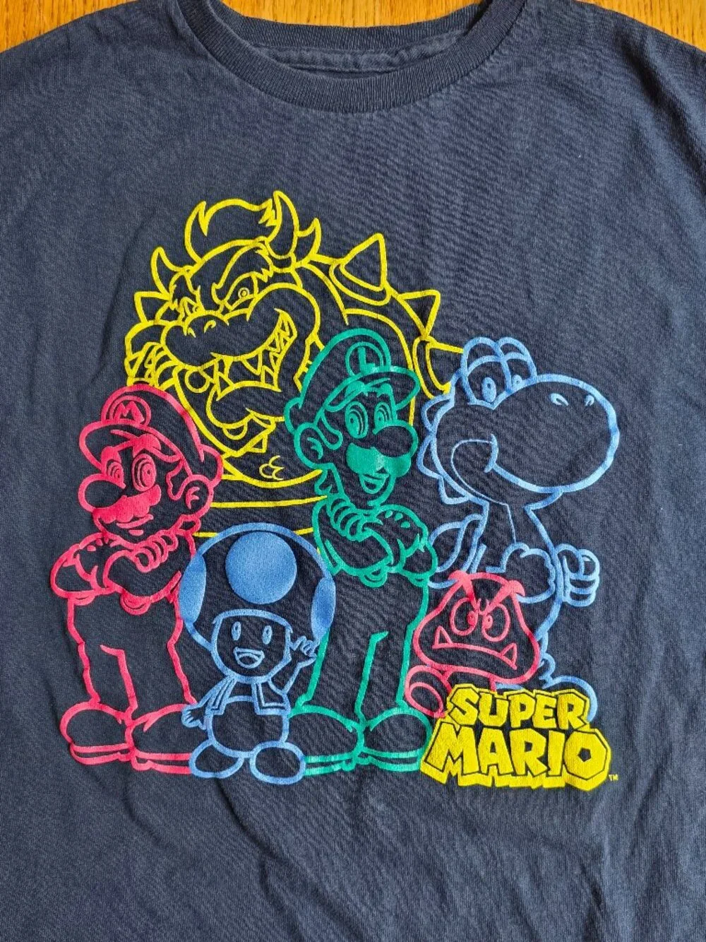 Nintendo Super Mario Bros Short Sleeve T-Shirt | Boys 10-12 | Bowser Toad Yoshi